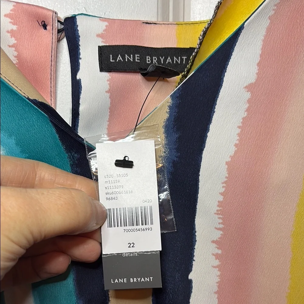 Lane Bryant Blue Yellow Boxy 3/4 Sleeve Blouse - Picture 3 of 9